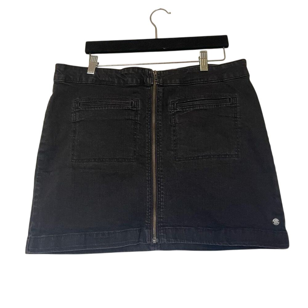 Roxy Black Denim Mini Skirt Zip Front Utility Style Size 10‎ Biker Chic Preppy